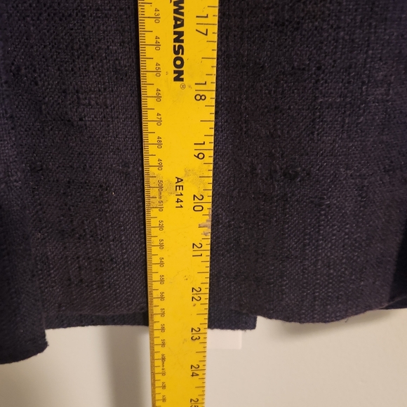 Tory Burch Navy Tweed Pencil Skirt Size 4 | Cotton Ramie Midi Knee Length Small - Picture 6 of 10